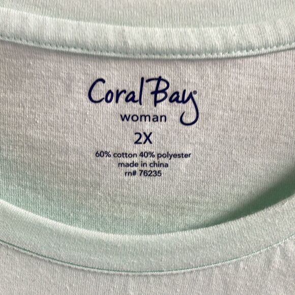 Coral Bay Womens Nautical Top,Size 2X,Mint Green and Navy Blue with Gold Anchors - Picture 4 of 5
